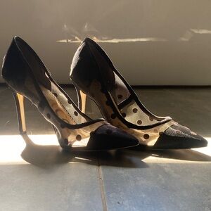 Sam Edelman Black and Cream Polka Dot Heels